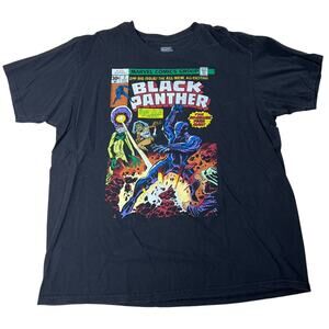 Marvel Logo Black Panther Cover Art Comicbook Black T-shirt Size XL